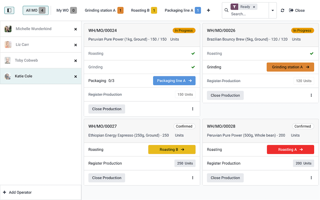 Manufacturing orders and MRP planning in Odoo