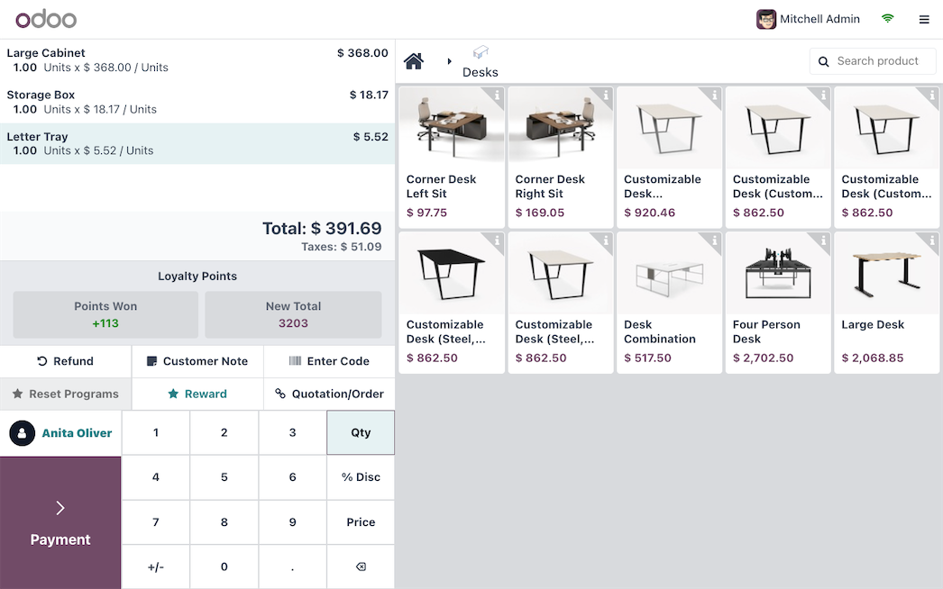Odoo Point of Sale interface