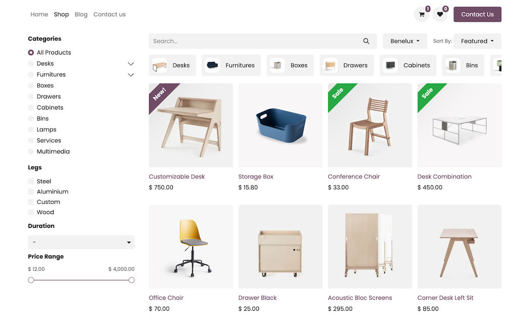 Integrated Odoo e-commerce store